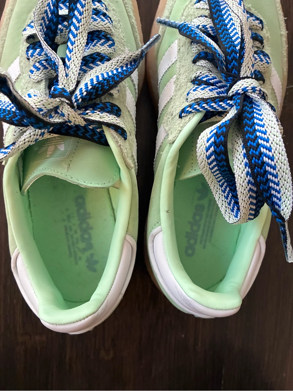 adidas Mint Green and White Sneakers with Blue Accent Laces, Sz 6 Women’s - Picture 5 of 8